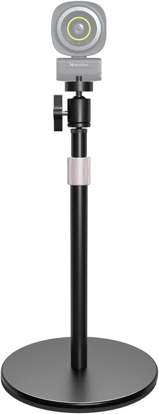 NearStream Webcam Stand for Desk with Round Weighted Base, Aluminum Desktop Stand with 360° Ballhead,10.2-17’’ Adjustable Height, Mount for Webcam/Mic/Light with 1/4" Thread, Max Load 3LB (AW-CZS-01)