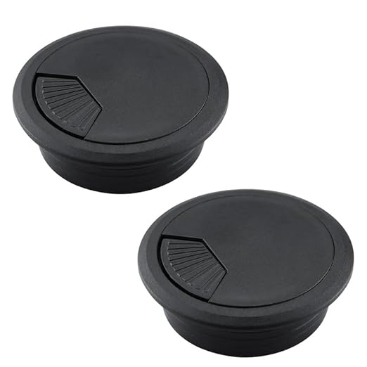 EASYEAH 2 Pcs Desk Grommet 2" / 50 mm, Desk Cord Hole Cover, Cable Grommet ABS Plastic, Desk Hole Grommet for Home & Office Pc, Detachable Adjustable Cable Cord Organizer-Black