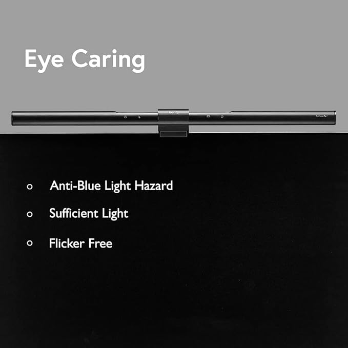 BenQ Screenbar E-Reading LED Computer Monitor Light Lamp with Auto-Dimming and Hue Adjustment Features, Matte Black USB Powered Office Lamp (ScreenBar_Black) Complements with Backlight/RGB setups