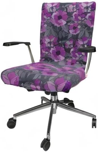 Ambesonne Floral Office Chair Cover, Violet Tones Grungy Look Flower Print Wild Rose, Stretchable Decorative Universal Size High Back Printed Slipcover, Purple Grey