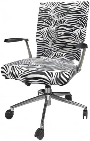 Ambesonne Zebra Print Office Chair Cover, Striped Zebra Animal Print Nature Wildlife Inspired Simplistic Illustration, Stretchable Decorative Universal Size High Back Printed Slipcover, Black White