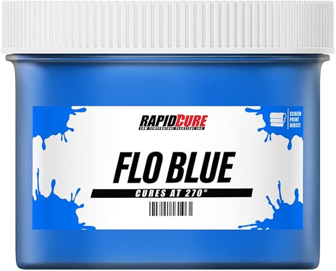 Rapid Cure® Screen Printing Ink Fluorescent Blue (8oz.) - Plastisol Ink for Screen Printing, Fast Curing Fabric Paint - Screen Print Direct®, USA Made
