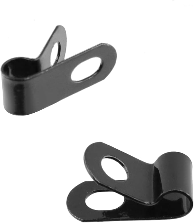 Antrader Fence Wire Clamps, 100Pcs R-Type Agricultural Fencing Mounting Clips, 5mm/0.2" Cable Management Cord Organizer with Screws to Vinyl, Wood or Metal Fence