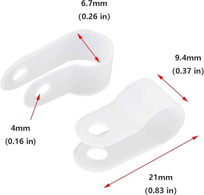 Antrader R-Type Cable Clamp 1/4 Inch White Nylon Cable Organizer Clips for Wire Management Pack of 200 with Screws