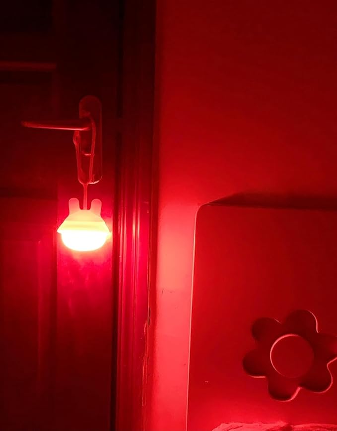 Baby Night Light for Car Seat with Ring Teether Baby Infant- Dimming Function 9 Colors Changing Eye Caring Portable Rechargeable & Timing Bedside Lamp Light Up Toddler Bed Room Travel Essentials