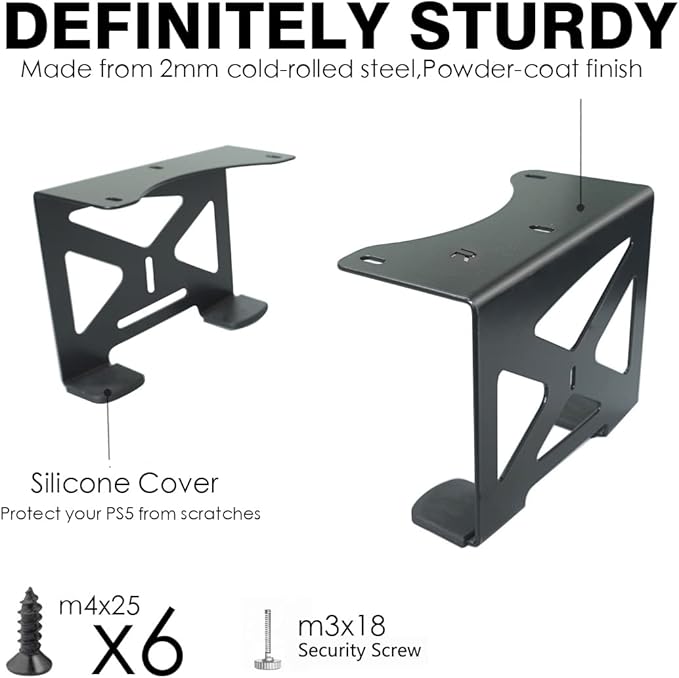 Monzlteck Under Desk Holder for PS5/PS5 Slim/Pro,Stealth Mount Compaitble with PlayStation 5 Disc & Digital Edition Console,Space Saving,DP-05