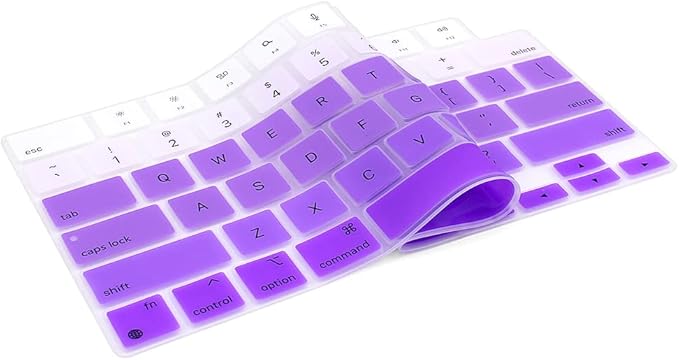 ProElife Keyboard Cover Skin for MacBook Air 13.6 15 inch 2024 2023 2022 M3 M2 Chip A2681 A2941, Ultra Thin Keyboard Protector U.S Enter for 2024-2022 Air 13.6'' 15'' M3 M2 Accessory (Ombre Purple)