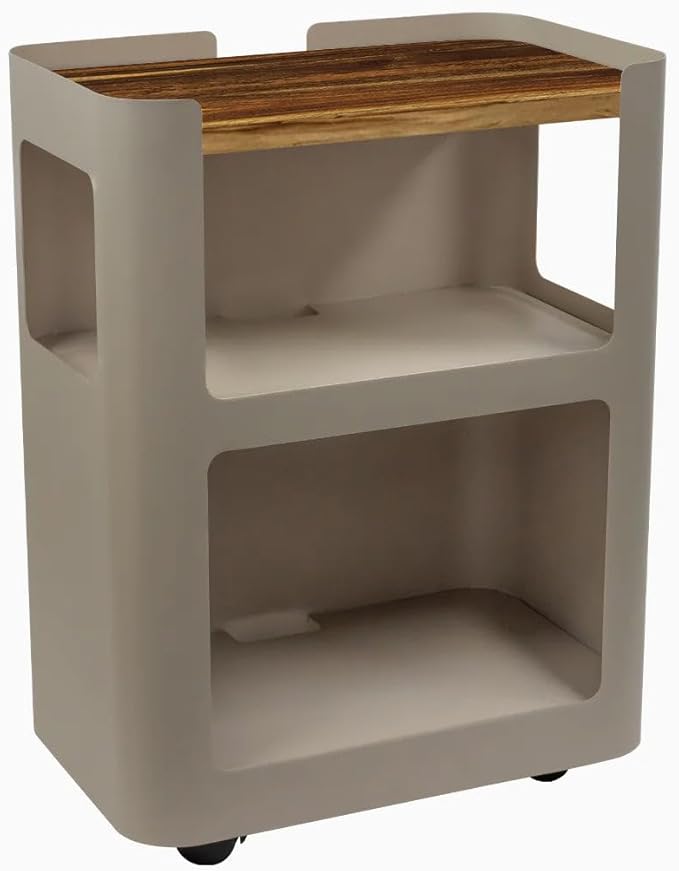 Desky Open Mobile Pedestal - Light Brown Frame/Pheasantwood Top. Compact Office Drawer Cabinet on Wheels