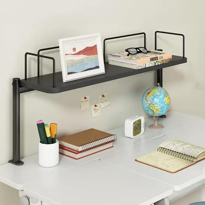 TOCTUS Clamp Desktop Shelf, Desktop Storage Organizer Office Shelf for Book Stationery, Clip On Bookshelf Organizer for Dorm, Home, Office(Black,60cm)