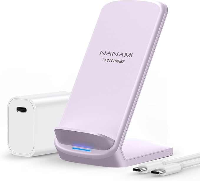 NANAMI Fast Wireless Charger, 10W Max Wireless Charging Stand with PD20W Adapter Charger Compatible for iPhone 17/17 Air/17 Pro/17 Pro Max/16/15/14/13/12,Samsung Galaxy S26/S25/S24/S23/S22/S21/Note 20