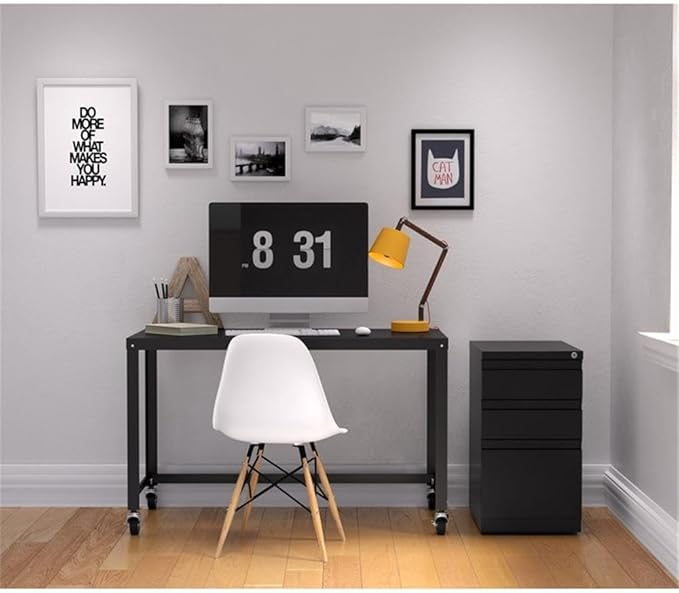 Hirsh 23-in Deep Mobile Metal Pedestal 3-Drawer Box/Box/File Black