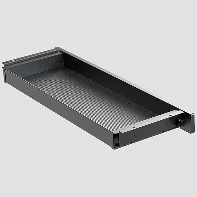 Under Desk Mounted Sliding Drawer to Pull Out, Attachable Desk Pencil Drawer with Ball-Bearing Slides, Metal and Plastic Storage Drawer (Black)