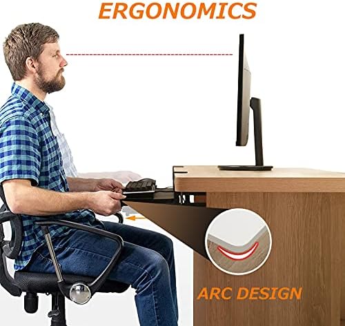 Table Standing Workstation Food Tray Table Rolling Table with Adjustable Height,Keyboard Shelf Keyboard Tray Under Desk, for Place Keyboard Mouses, Made of Wooden and Sturdy Slide Rail Devic