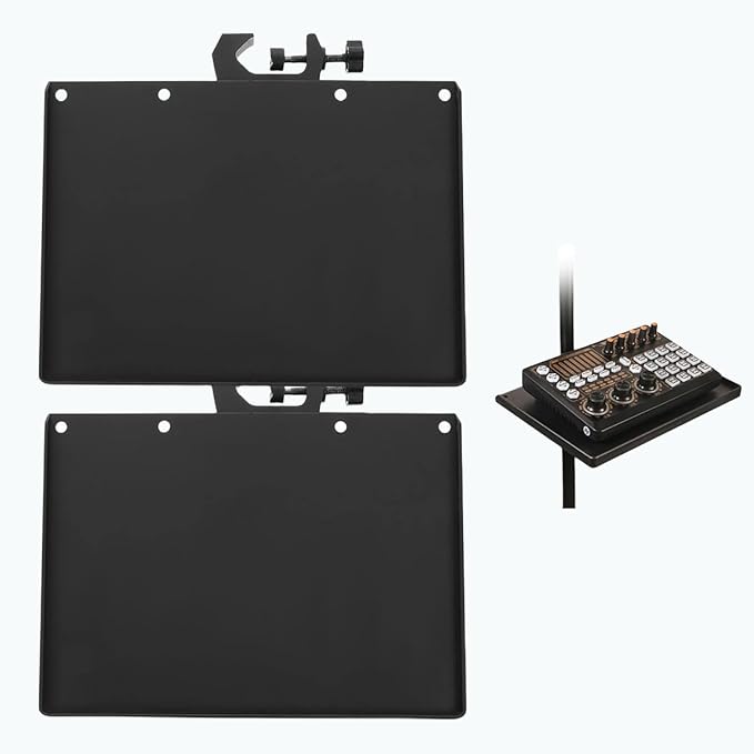 2 Pcs Universal Microphone Stand Tray, Adjustable Clamp-On Rack Tray Holder Mic Rack Stand Tray for Music Sheet, Live Streaming, Karaoke, Recording, Music Stand Accessories（6.8X9.4inches）