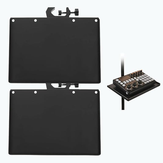 2 Pcs Universal Microphone Stand Tray, Adjustable Clamp-On Rack Tray Holder Mic Rack Stand Tray for Music Sheet, Live Streaming, Karaoke, Recording, Music Stand Accessories（6.8X9.4inches）