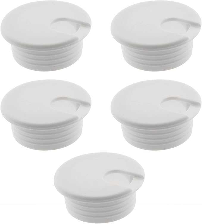 HJGarden 5PCS 1-1/2inch / 38mm Desk Grommet Wire Cord Cable Grommets Hole Cover for Office PC Desk Cable Cord Organizer Plastic Cover, White