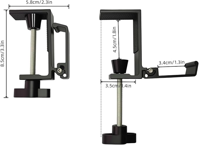Aluminum Alloy Foldable Headphone Stand for Desk , Headphone Holder - Headset Stand Hook Mount, PC Gaming Headset Holder Under Desk Clamp for Office, Computer, Student Class Table, Handmade Table
