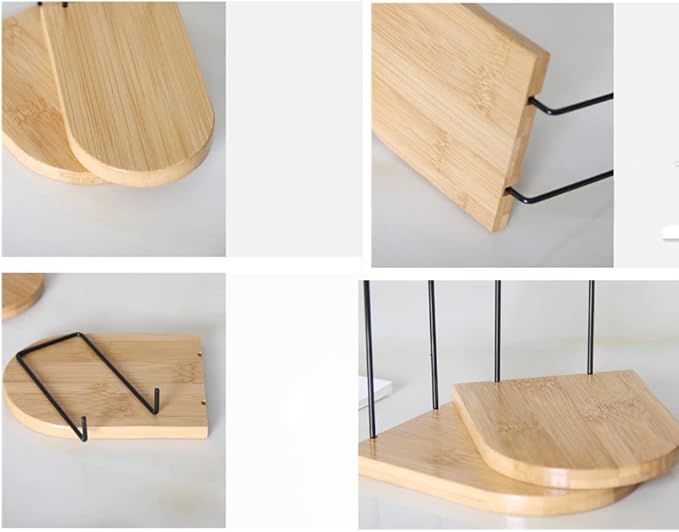 2 Pcs Natural Bamboo Bookend Large Capacity Office Book Ends Anti Slip Book Stand Holder Bookshelf Ends for Home Office Library School Study Decoration