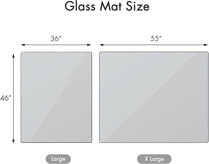 GLSLAND Office Chair Mat for Carpet - 36" x 46" Tempered Glass Floor Mat - for Office Chair on Carpet - 1/6" Thick Clear Computer Floor Mat with 4 Anti-Slip Pads