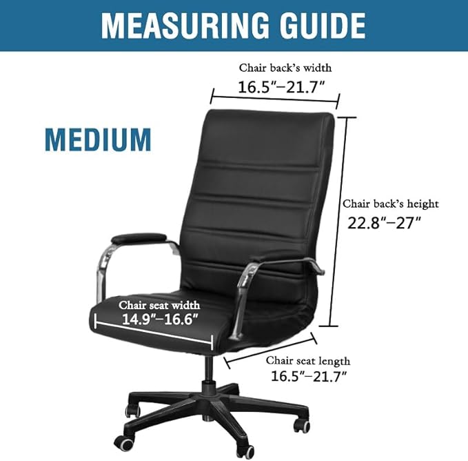 Shukii Waterproof Office Chair Cover PU Leather Computer Seat Covers Stretch Rotating Chair Slipcover with Elastic Bottom Universal Chair Protectors for Rotating Boss Chair (Khaki, Medium)