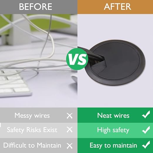 EASYEAH 2 Pcs Desk Grommet 2-1/16" / 53 mm, Desk Cord Hole Cover, Cable Grommet ABS Plastic, Desk Hole Grommet for Home & Office Pc, Detachable Adjustable Cable Cord Organizer-Silvery