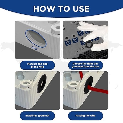 Rubber Grommets kit for Wiring- 205pcs Assorted in 9 Sizes 1",1/2",1/4", 3/4", 3/8", 5/8", 5/16", 7/8",7/16 "-Waterproof & Tear Resistant Firewall Grommets Perfect for Safe Sealing in Automotive.