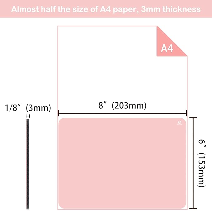 Audimi Small Mouse Pad 6 x 8 Inch, Mini Mouse Pad Thick for Laptop Wireless Mouse Home Office Travel, Portable & Washable (Pink)