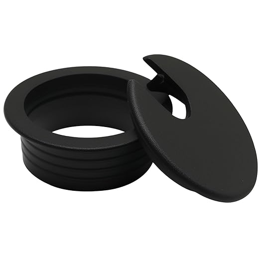 2Pcs 1-1/2 Inch Desk Grommet ABS Plastic Desk Hole Cover U-Shaped Desk Wire Hole Insert, 1.5Inch Black Cable Hole Cover for Office Home School/Computer Desk