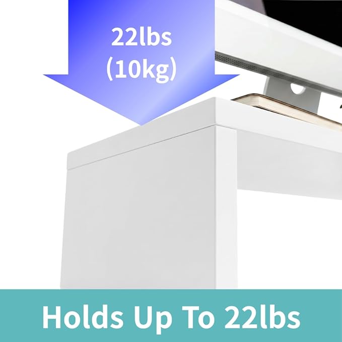 Wood Monitor Stand Riser for Desk - Ergonomic Computer & Laptop Stand with Under-Desk Storage, Single-Tier, Sturdy Desktop Organizer for Home Office, Printer & Monitor Holder, 19.7 x 6.2 x 2.63 in (White)