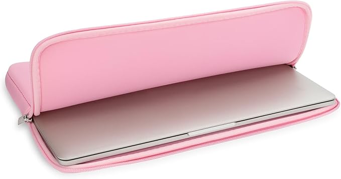 RAINYEAR 14 Inch Laptop Sleeve Case Protective Soft Padded Zipper Cover Carrying Computer Bag with Accessories Pouch, Compatible with 14" Notebook Tablet Chromebook (Pink)