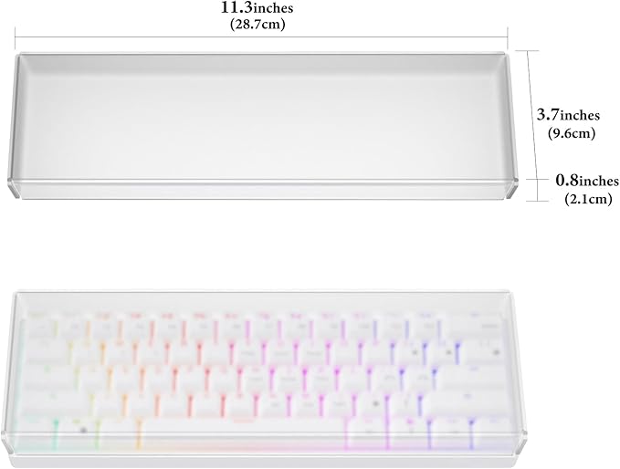GEEKRIA Premium Acrylic Keyboard Dust Cover for 60% Compact 61 Keys Keyboard Compatible with RK Royal KLUDGE RK61, Razer Huntsman Mini 60% Gaming Keyboard