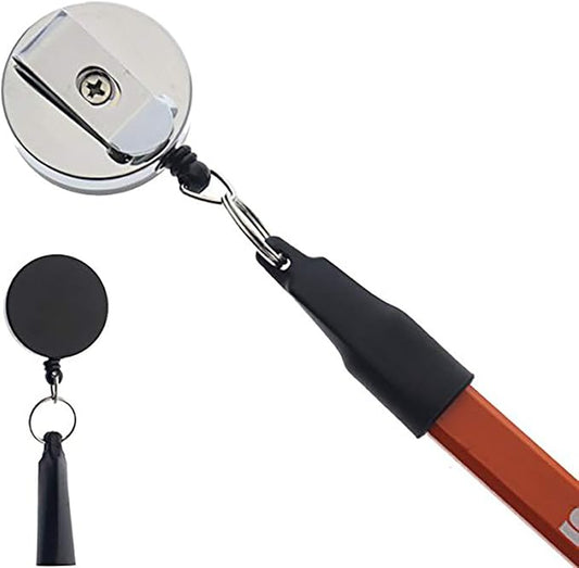 5 Pack - Heavy Duty Retractable Pull Pen Holder - Ideal for Markers & Carpenter Pencils - Nylon Cable, Self Retracting Reel & Tight Metal Belt Clip Retractable Carpenter Pencil Holder by Reel-N-Rite
