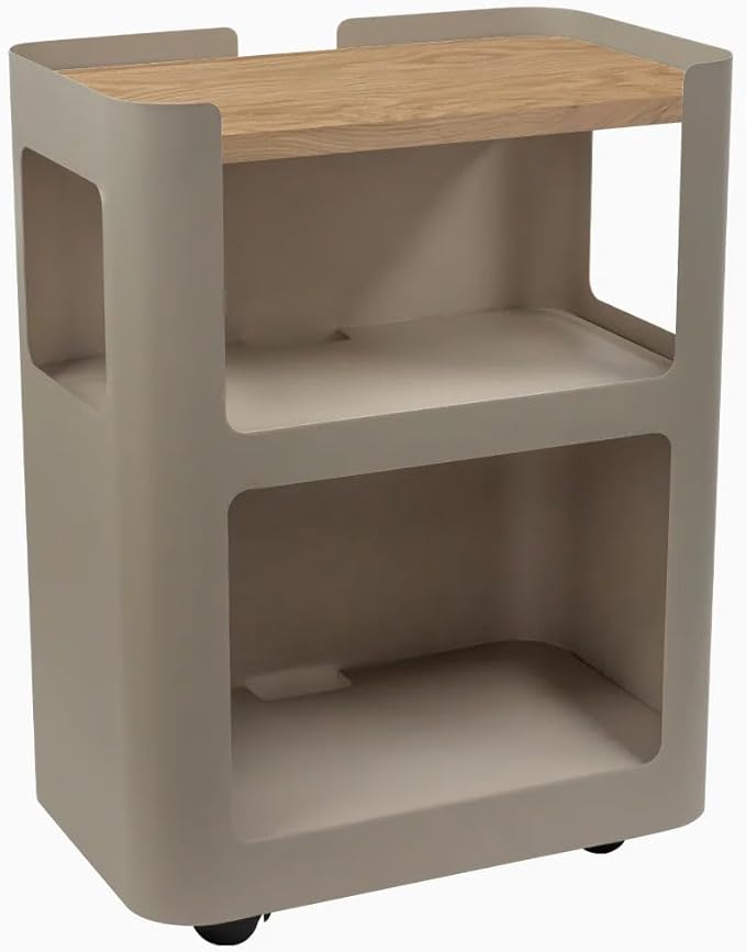 Desky Open Mobile Pedestal - Light Brown Frame/White Oak Top. Compact Office Drawer Cabinet on Wheels