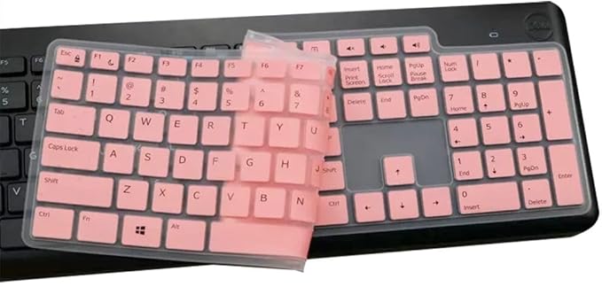 Silicone Keyboard Cover Skin Compatible for Dell Wireless Keyboard KM3322W KM117, Dell KM3322W KM117 Wireless Keyboard Protector (Pink)