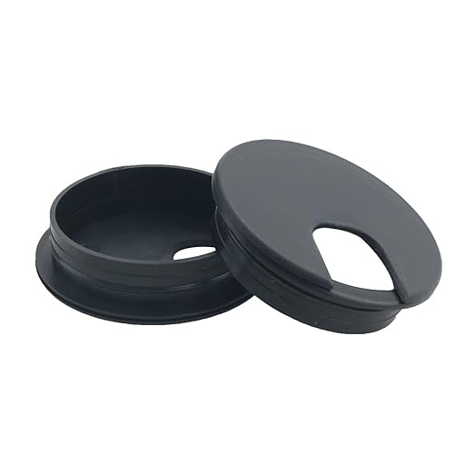 6PCS Black Plastic Desktop Cable Hole Cover Grommets 2.5 Inch Cord Organiser Threading Box/Computer Desk Decorative Ring