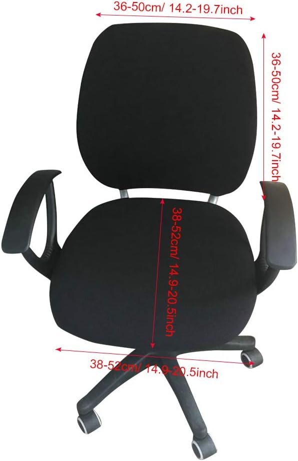 MIFXIN Computer Office Chair Cover 2 Piece Stretch Elastic Slipcovers Furniture Protector for Rotating Computer Chairs, Only Backrest Cover & Seat Cover, NO Chair (Red)