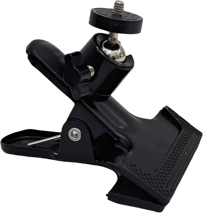 Universal Camera Clamp Mount with 360-Degree Swivel Head, 1/4 Inch Screw, Black (1 Pack)