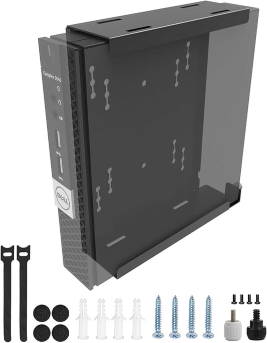 JINGCHENGMEI Wall Mount for Mini PC, Compatible with Dell OptiPlex Micro Form Factor Case, VESA and Under Desk Available, Fits MFF 7080, 7060, 7010, 5060, 3040, 3046, 3050, 3060, 3090 and More(HDM)