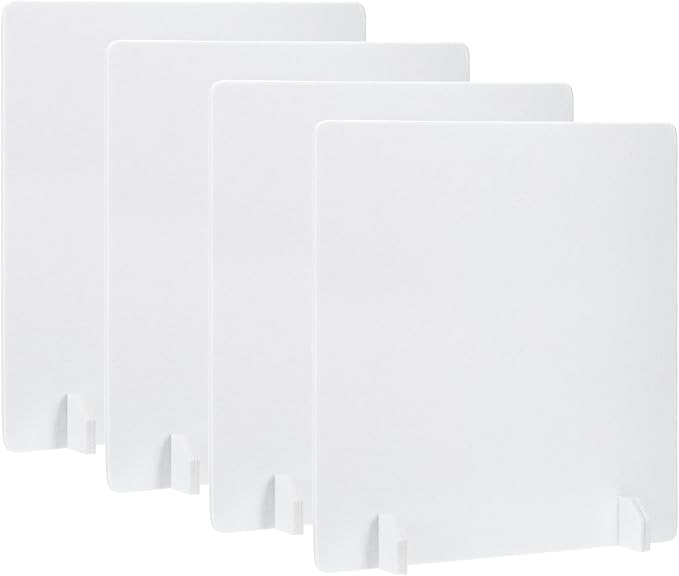 PATIKIL Desk Dividers 24" x 24", 4 Pack Desk Privacy Panel Freestanding Noise Reducing Partition Acoustic Panel with 4Pcs Support Feet for Testing Office Home Library, Pure White Style C