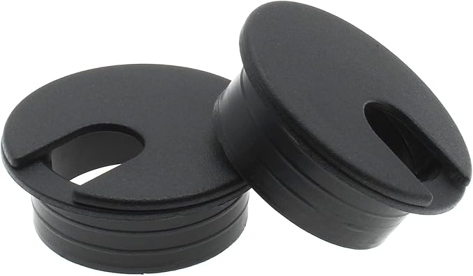 1-3/4 Inch (45 mm) U-Shaped Opening Desk Grommet 2 Pcs ABS Plastic Cable Hole Cover Cable Cord Grommet to Arrange Wires & Cords Through Computer Table/Countertops (Black)