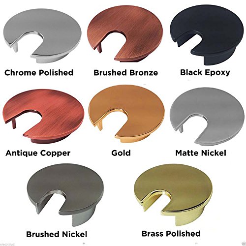 Electriduct 1.57" Metal Desk Grommet 40mm Cable Hole Cover Wire Cord Organizer | Brushed Bronze