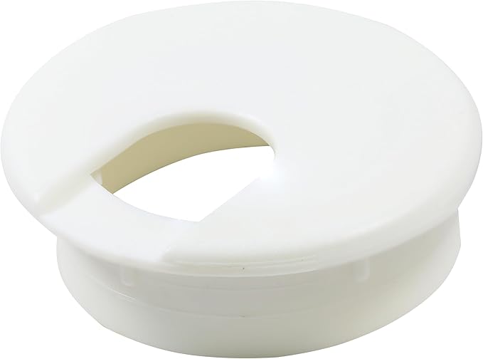 Rok Hardware 2" (51mm) White Round Computer Desk Table Port Wire Cable Cord Organizer Hole Cover Grommet, ROKRG2WHT
