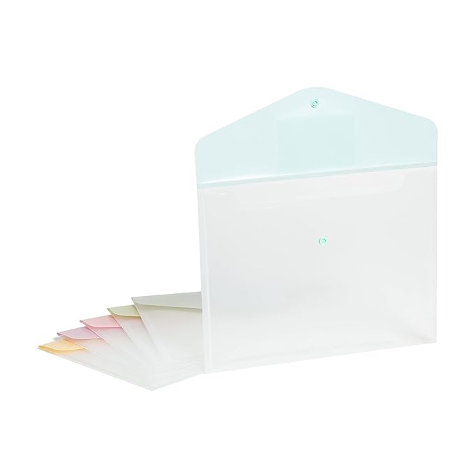 Smead Poly Document Holders, Snap Closure, Side Load, Letter Size, Pastel Colors, 6 per Pack (89688)