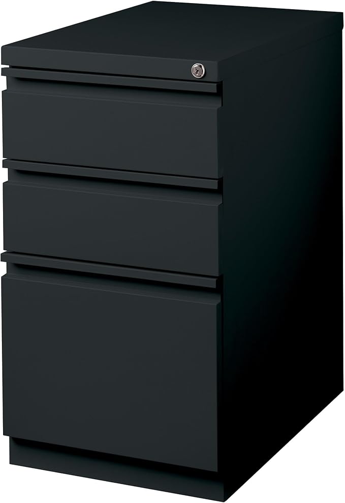 Hirsh 23-in Deep Mobile Pedestal 3-Drawer Box/Box/File. Full Width Pull. Beige