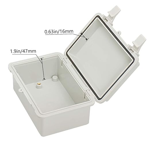 Zulkit 2pcs Junction Box ABS Plastic Dustproof Waterproof IP65 Electrical Boxes Hinged Shell Outdoor Universal Project Enclosure, 5.9 x 3.9 x 2.8 inch