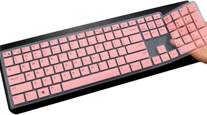 Silicone Keyboard Cover Skin Compatible for Dell Wireless Keyboard KM3322W KM117, Dell KM3322W KM117 Wireless Keyboard Protector (Pink)