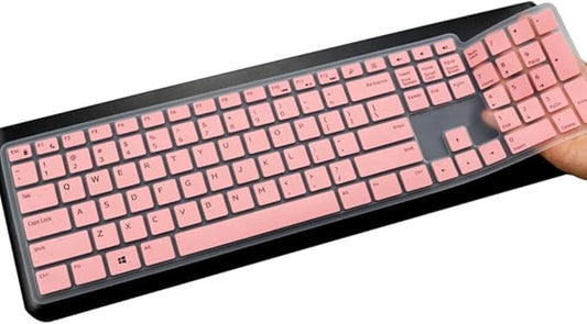 Silicone Keyboard Cover Skin Compatible for Dell Wireless Keyboard KM3322W KM117, Dell KM3322W KM117 Wireless Keyboard Protector (Pink)