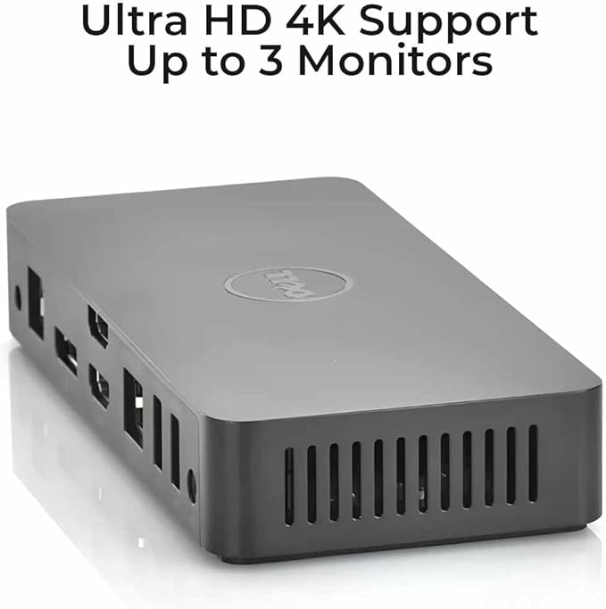 Dell D3100 Docking Station Bundle - Dual Monitor USB 3.0 Ultra HD/4K Support - Includes HDMI Cable, 65W Power Adapter, Ethernet Cable & Microfiber Cleaning Cloth (Renewed)