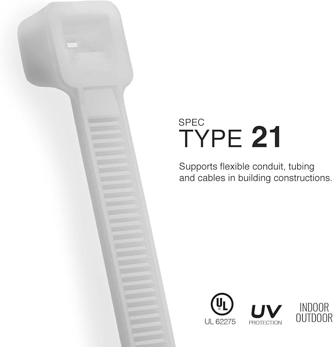 TR Industrial Multi-Purpose Natural Cable Ties, 14 inches, 100 Pack