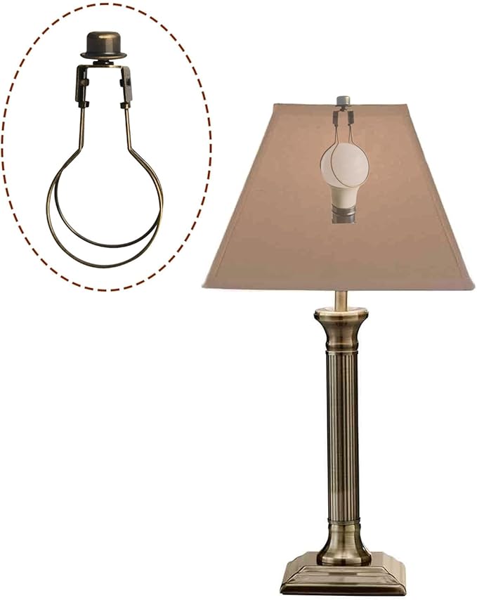 GY & CK® Lampshade Clip on Adapter, Lamp Shade Light Bulb Clip Adapter, Lamp Shade Holder for Light Bulbs Attaching Finial Antique Brass